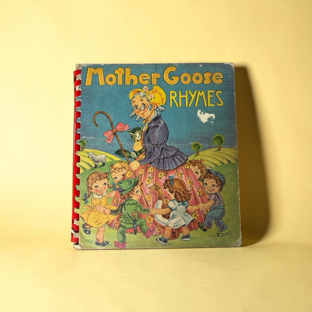 Vintage 1943 Mother Goose Rhymes Spiral Bound Illustrated Picture Book